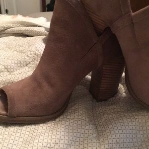 Peep Toe Suede Booties